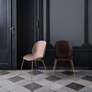 Chaise Beetle Dining Conic Brass Base